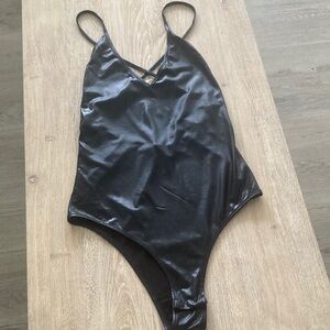 Black Shiny Bodysuit